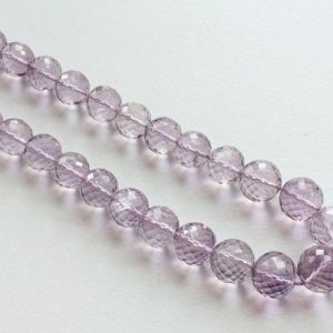 Shop Amethyst Faceted Beads! 7.5-11mm Pink Amethyst Micro Faceted Round Beads, Pink Amethyst Faceted Balls, Pink Amethyst Faceted Balls For Jewelry (4.5IN To 9IN Option) | Natural genuine faceted Amethyst beads for beading and jewelry making.  #jewelry #beads #beadedjewelry #diyjewelry #jewelrymaking #beadstore #beading #affiliate #ad