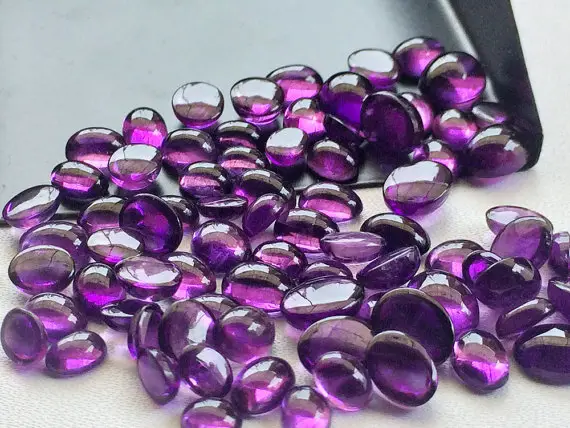 6x8mm- 3x5mm Amethyst Cabochon Oval Plain Cabochons, Beautiful African Amethyst Purple Oval Cabochons For Jewelry (20pcs To 40pcs Options)