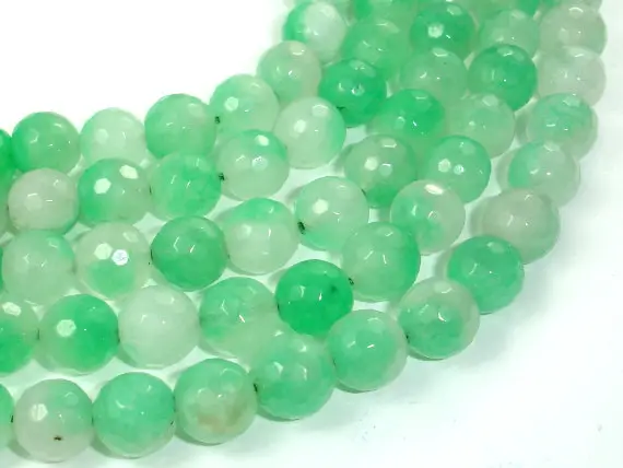 Dyed Jade Beads, Green, 10mm (9.5 Mm), Faceted Round, 15 Inch, Full Strand, Approx 40 Beads, Hole 1 Mm (436025002)