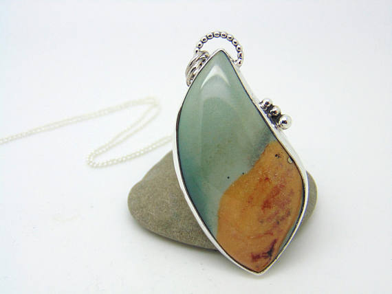 Polychrome Jasper Pendant - Statement Jewellery - Hallmarked Sterling Silver - Gemstone Pendant - Desert Jasper - Statement Pendant