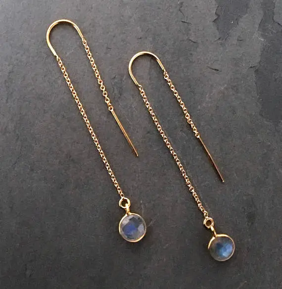Threader Earrings, Labradorite Earrings, Labradorite Threader Earrings, Gold Filled Wires, Blue Flash Labradorite