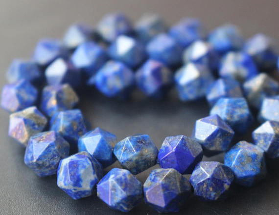 Lapis Lazuli Star Cut Faceted Nugget Beads,6mm/8mm/10mm/12mm Faceted Lapis Lazuli Nugget Beads,15 Inches One Starand