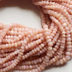 Shop Opal Faceted Beads! 4-4.5mm Pink Opal Micro Faceted Rondelle Beads, Pink Opal Faceted Beads, 13 Inch Pink Opal Necklace Beads For Jewelry (1ST To 5ST Options) | Natural genuine faceted Opal beads for beading and jewelry making.  #jewelry #beads #beadedjewelry #diyjewelry #jewelrymaking #beadstore #beading #affiliate #ad
