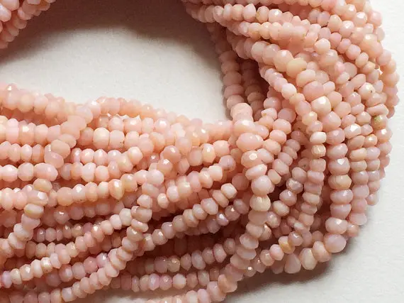 4-4.5mm Pink Opal Micro Faceted Rondelle Beads, Pink Opal Faceted Beads, 13 Inch Pink Opal Necklace Beads For Jewelry (1st To 5st Options)