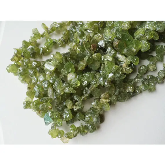 6mm To 13mm Peridot Rough Chips, Peridot Raw Beads, Natural Peridot Beads, Green Peridot For Jewelry, Peridot Nuggets (7in To 14in Options)