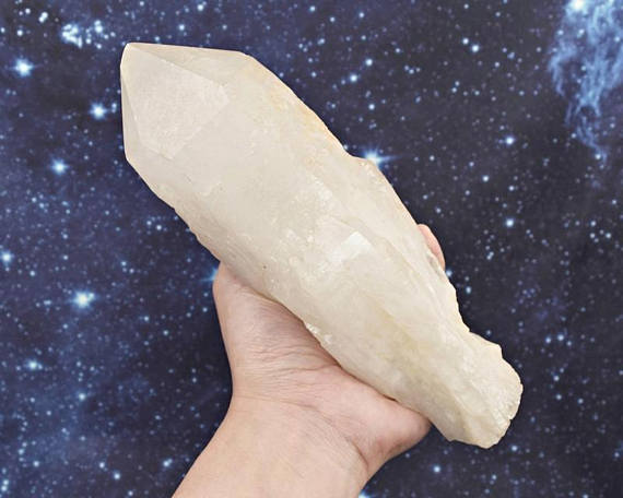 Angelic Extra Large White Candle Cathedral Quartz From Madagascar | Dolphin Twins | Trigonic Record Keeper | 8.3" | 1502 Grams