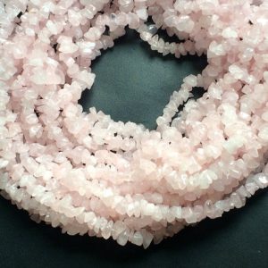 Shop Rose Quartz Chip & Nugget Beads! 4-7mm Rose Quartz Chips, Pink Rose Quartz Beads, Natural Rose Quartz Chips, Rose Quartz For Necklace, 32 Inch (1Strand To 5Strand Options) | Natural genuine chip Rose Quartz beads for beading and jewelry making.  #jewelry #beads #beadedjewelry #diyjewelry #jewelrymaking #beadstore #beading #affiliate #ad