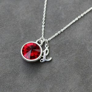 Shop Ruby Necklaces! July Birthstone Jewelry, Initial Necklace, Custom Jewelry, Sterling Silver, July Ruby Jewelry, Crystal Birthstone Necklace | Natural genuine Ruby necklaces. Buy crystal jewelry, handmade handcrafted artisan jewelry for women.  Unique handmade gift ideas. #jewelry #beadednecklaces #beadedjewelry #gift #shopping #handmadejewelry #fashion #style #product #necklaces #affiliate #ad