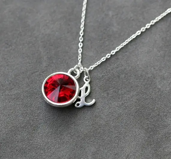 Custom Minimal Jewelry Sterling Silver Birthstone Necklace Dainty Ruby Necklace Delicate Gemstone Necklace July Birthday Gifts for Her