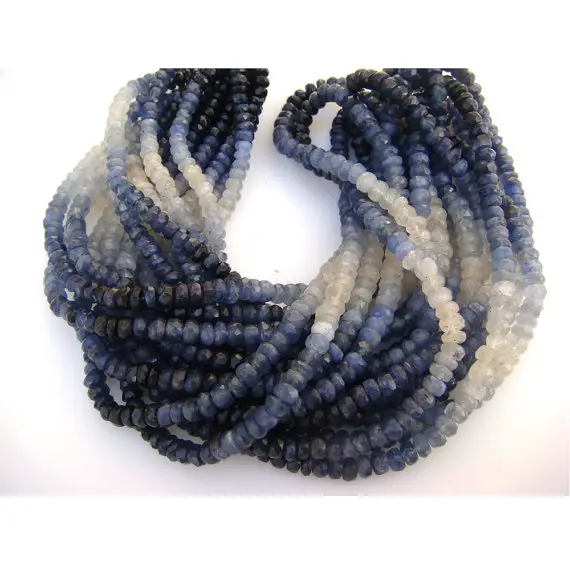 3-5mm Shaded Blue Sapphire Faceted Beads, Original Sapphire Faceted Rondelle, Sapphire Faceted Beads For Jewelry (8in To 16in Options)