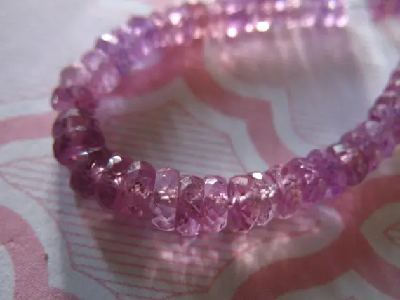 10-50 Pcs / Pink Sapphire Gemstone Beads Rondelle / Muted Purple Pink, Luxe Aaa, 4-4.5 Mm, Faceted Precious Gems / September Birthstone S Tr