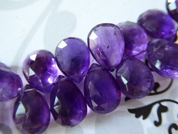 Purple Amethyst Pear Beads: Aaa Faceted Royal Purple, 14.5-16mm