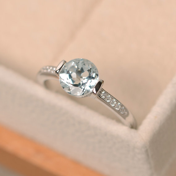 Aquamarine Ring, Engagement Ring, Aquamarine