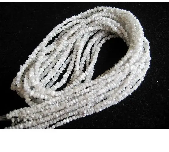 3-4mm White Rough Diamonds, Natural White Raw Diamond, Uncut Diamond Beads, Grey White Rough Beads For Jewelry, Diamond Bead (3.5in To 14in)