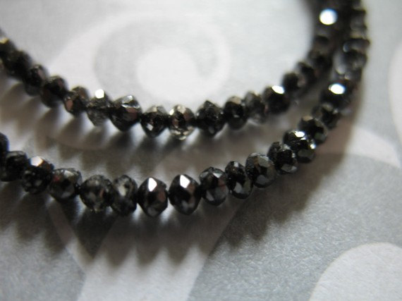 5-25 Pcs / 2-2.5 Mm Black Diamond Rondelles Beads, Genuine Luxe Aaa / Precious Gemstones Wholesale Diamonds April Birthstone Drb Tr 25 Solo