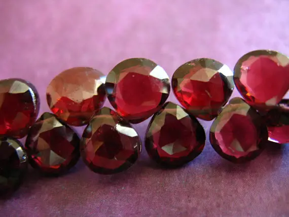Garnet Heart Briolettes Beads / 5.5-6.5 Mm, Luxe Aaa / Mozambique Garnet Faceted Beads, January Birthstone Brides Bridal Wholesale 57