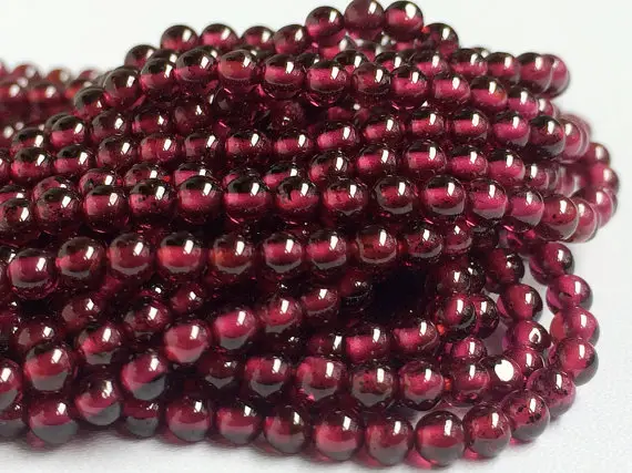 3mm Garnet Plain Round Beads, Garnet Plain Balls Beads, 13 Inch Natural Garnet For Jewelry, Garnet Beads (1st To 5st Options) - Bpg170