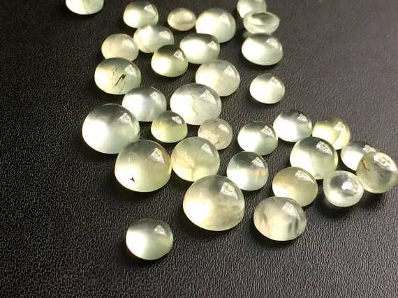 5-10mm Prehnite Plain Round Flat Back Cabochons, Prehnite Round Cabochon For Jewelry, Plain Round Gemstone (5pcs To 10pcs Option) - Kris1111