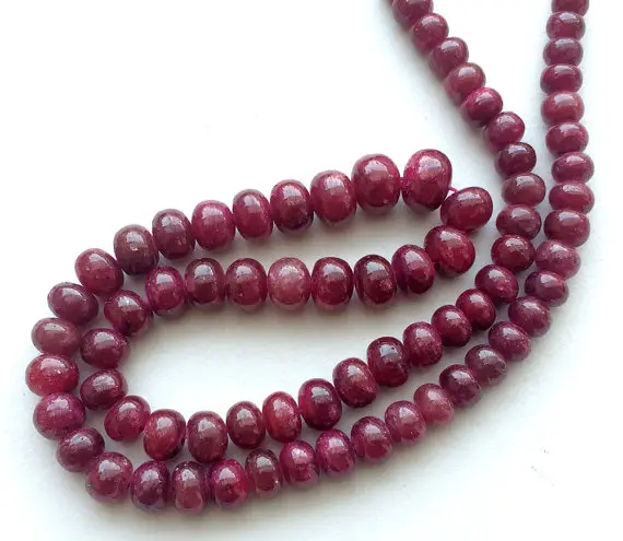 5-6mm Ruby Plain Rondelle Beads, Ruby For Jewelry, Ruby Smooth Rondelles, 22 Pieces Ruby Plain Rondelle Beads For Necklace - Pga2174
