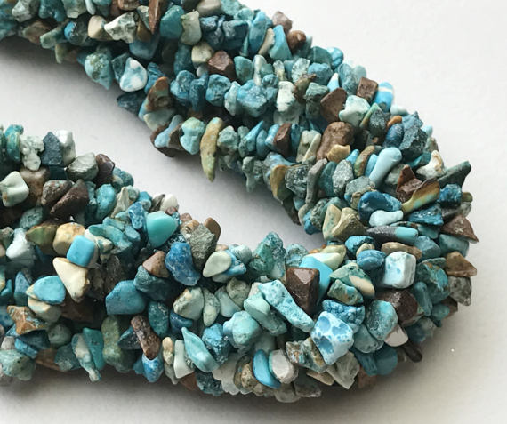 4-8mm Turquoise Chips Beads, Natural Turquoise Gemstone Chips, Blue Chip Beads, Turquoise For Necklace, 32 Inch (1strand To 5strand Options)