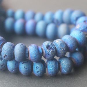 Natural Blue Titanium Druzy Agate Rondelle Beads,Natural Titanium Druzy Agate Wholesale Beads Bulk Supply. | Natural genuine beads Gemstone beads for beading and jewelry making.  #jewelry #beads #beadedjewelry #diyjewelry #jewelrymaking #beadstore #beading #affiliate #ad