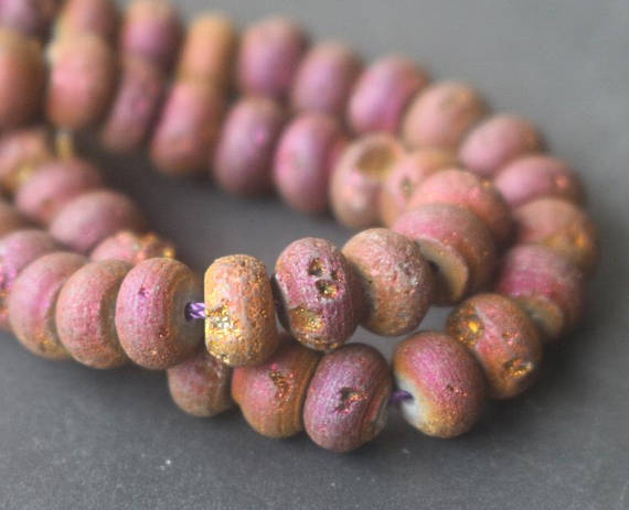 Natural Purple Titanium Druzy Agate Rondelle Beads,natural Titanium Druzy Agate Wholesale Beads Bulk Supply.