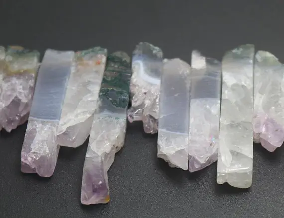 Side Drilled Amethyst Quartz Bar Nugget Beads,amethyst Quartz Beads Bulk Supply.15 Inches One Starand