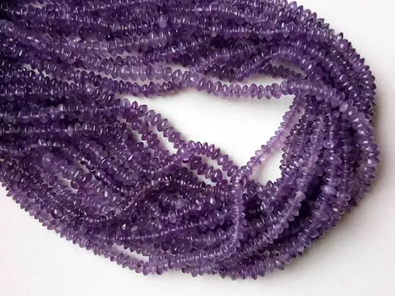 5mm Amethyst Plain Rondelle Beads, Natural Amethyst Button Plain Beads, 13 Inch Amethyst Beads For Jewelry (10st To 5st Options) - Nt68