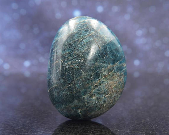 Polished Deep Blue Apatite From Madagascar | Palm Stone | 2.4" | 135.5 Grams