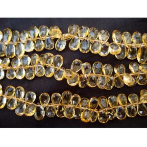 Shop Citrine Faceted Beads! 5x8mm To 4x6mm Citrine Faceted Pear Beads, Citrine Faceted Pear Briolettes, Natural Citrine Beads For Jewelry (4IN To 8IN Options) | Natural genuine faceted Citrine beads for beading and jewelry making.  #jewelry #beads #beadedjewelry #diyjewelry #jewelrymaking #beadstore #beading #affiliate #ad