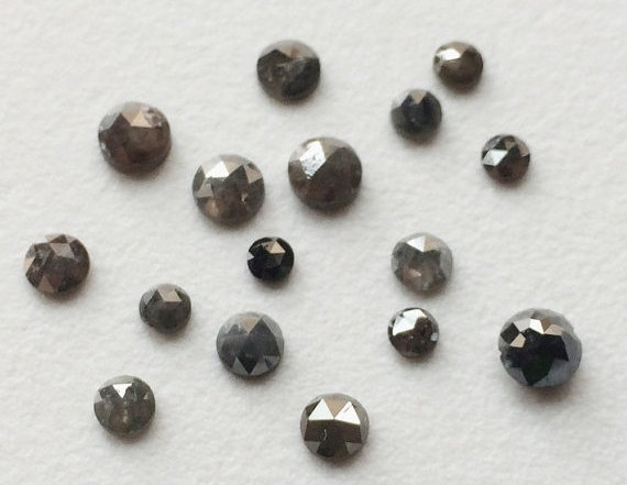 Dark Gray Loose Rose Cut Natural Diamond, 3.5-4mm Calibrated Dark Gray Rose Cut Diamond, Melee Diamond For Jewelry (1pc To 4pcs) - Vicpa5055