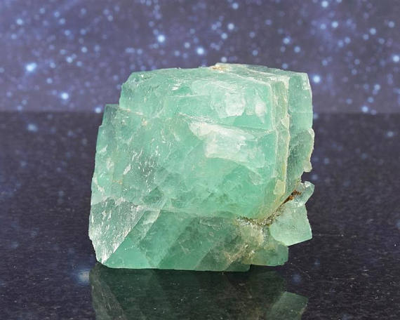 Beautiful Mint Green Fluorite Octahedral Cluster From South Africa | Purple Fluorite Inclusion | Trigonic Record Keeper | 2.76" | 153 Grams