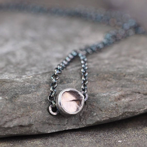 Rose Quartz Necklace - Rough Uncut Pink Quartz Pendant - October Birthstone - Rustic Sterling Silver Jewellery - Pink Gemstone