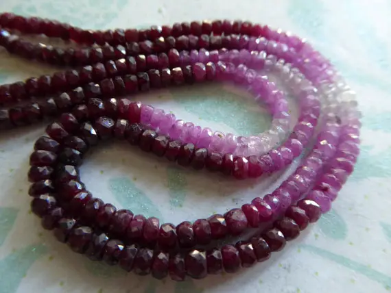 10-50 Pcs, Ruby Roundells Rondelles Beads Gemstones Gems, Luxe Aaa, 3-3.5 Mm, Shaded Ruby Beads, Red Pink Sapphire Dark Red Oxblood Tr R 35
