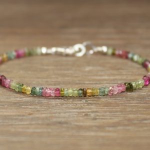 Watermelon Tourmaline Bracelet, Watermelon Tourmaline Jewelry, Ombre, Shaded, Pink, Green, October Birthstone | Natural genuine Watermelon Tourmaline bracelets. Buy crystal jewelry, handmade handcrafted artisan jewelry for women.  Unique handmade gift ideas. #jewelry #beadedbracelets #beadedjewelry #gift #shopping #handmadejewelry #fashion #style #product #bracelets #affiliate #ad