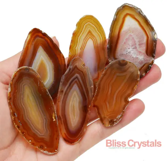 1 Xl Fancy Gold Agate Slab Slice (2" - 2.5") Polished Crystal Gift Healing Crystal And Stone Stand Optional #sr54