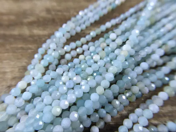 2mm Faceted Amazonite Beads Natural Micro Faceted Round Amazonite Beads Green Blue Gemstone Crystal Beads Jewelry Beads 15.5" Full Strand