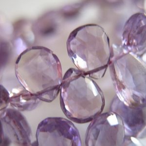 Shop Amethyst Bead Shapes! Pink AMETHYST Pear Beads Briolettes / Rose de France / LILAC Pink /  Luxe AAA, 5-20 pcs, 7-9 mm, February birthstone / wholessle gems 79 | Natural genuine other-shape Amethyst beads for beading and jewelry making.  #jewelry #beads #beadedjewelry #diyjewelry #jewelrymaking #beadstore #beading #affiliate #ad