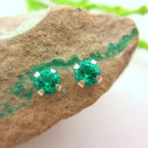 Colombian Emerald Earrings | Real Solid 14k Gold, Platinum or Sterling Silver Stud Earrings | Lab Created Gems | Made in Oregon | Natural genuine Emerald earrings. Buy crystal jewelry, handmade handcrafted artisan jewelry for women.  Unique handmade gift ideas. #jewelry #beadedearrings #beadedjewelry #gift #shopping #handmadejewelry #fashion #style #product #earrings #affiliate #ad