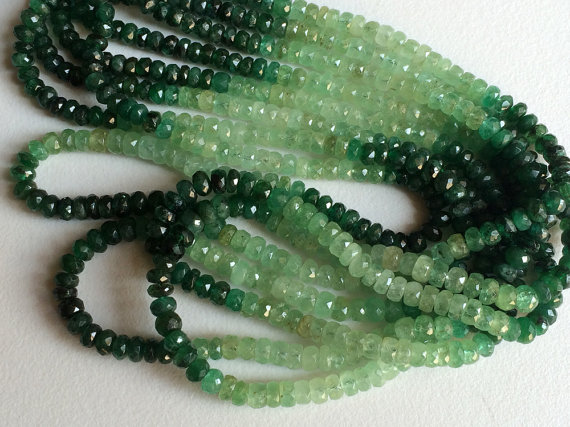 4-5mm Emerald Faceted Rondelle Beads, Natural Shaded Emerald Beads, Emerald For Jewelry, Emerald Beads (8in To 16in Options) - God410