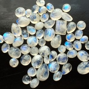 Shop Rainbow Moonstone Round Beads! 8-15mm Rainbow Moonstone Plain Flat Back Cabochons, Rainbow Moonstone Mixed Cabochons, Loose Rainbow Moonstone (20CTW To 40CTW Options) | Natural genuine round Rainbow Moonstone beads for beading and jewelry making.  #jewelry #beads #beadedjewelry #diyjewelry #jewelrymaking #beadstore #beading #affiliate #ad