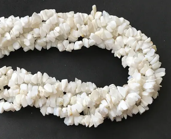 7-10mm White Opal Chip Beads, Natural White Opal Gemstone Chip, White Opal Necklace, Opal Rough Bead, 32 Inch (1 Strand To 10 Strand Option)