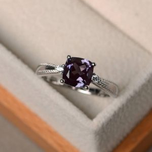 Shop Alexandrite Rings! Alexandrite ring, promise ring, cushion cut gemstone, June birthstone, silver ring, vintage rings | Natural genuine Alexandrite rings, simple unique handcrafted gemstone rings. #rings #jewelry #shopping #gift #handmade #fashion #style #affiliate #ad