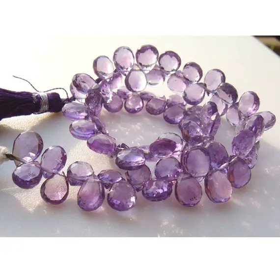 6x8mm Brazilian Amethyst Micro Faceted Pear Shaped Briolette, Amethyst Gems, Amethyst For Jewelry (4in To 8in Options)
