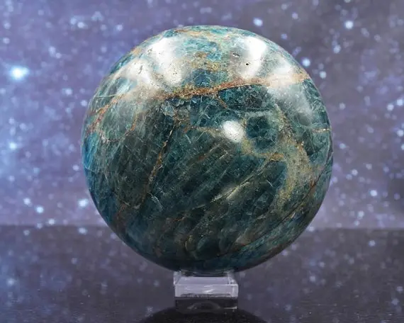 Exquisite Extra Large Polished Blue And Green Apatite Sphere From Madagascar | Crystal Mineral Ball | 90.4mm | 1213 Grams