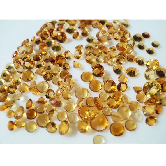 3mm Citrine Cut Stone, Calibrated Citrine Round Faceted Stone, Beautiful Orange Solitaire Shape Citrine For Jewelry (5cts To 10cts Options)