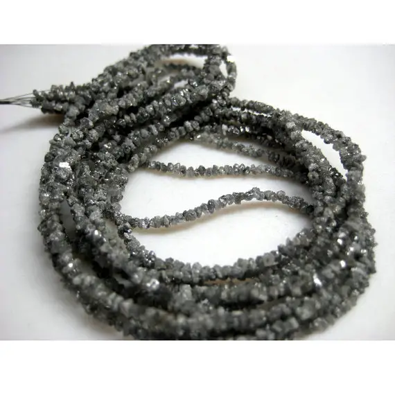 2-3mm Grey Rough Diamonds, Sparkling Grey Rough Diamond Beads, Raw Uncut Diamond Beads, Grey Rough Diamond (4in To 16in Options)