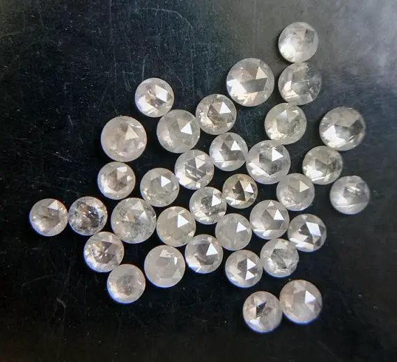 Light Grey Diamond, 2-2.5 Mm Natural Diamond, Round Rose Cut Flat Back Cabochon Faceted Grey Diamond For Jewelry (2pcs To 10pcs)-puspd169