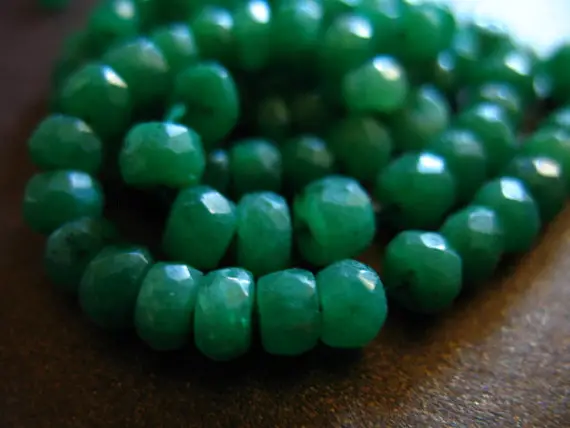 10-50 Pcs, Emerald Rondelles, Luxe Aaa, 3-4 Mm, Green, Faceted, Dyed Genuine, May Birthstone Holidays Brides Bridal True Der Tr E