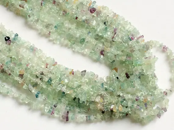 4-7mm Fluorite Chips, Rainbow Fluorite Beads, Natural Fluorite Chips, Multi Fluorite Necklace, 32 Inch (1strand To 5strand Options)- Rama45